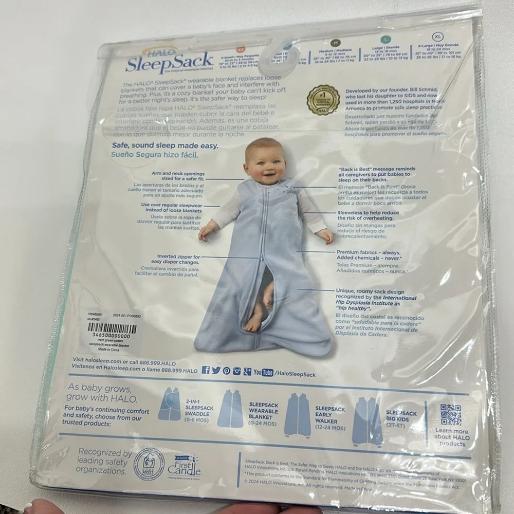 Halo Sleep Sack XS Birth To 3 Months.NWT.Green/Blue color.Unisex
